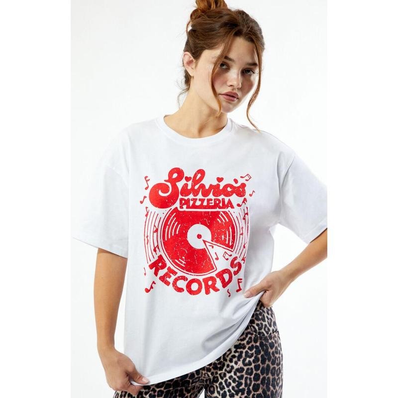 PacSun Women's Silvio's Pizza Records Oversized T-Shirt Hoodie, Sweatshirt | Teenookco.com