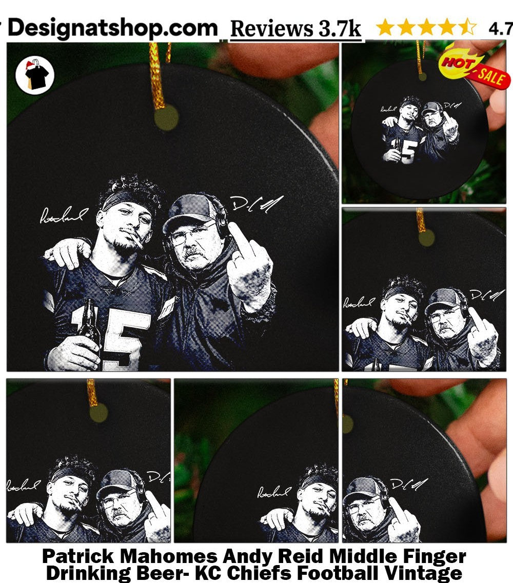 Patrick Mahomes Andy Reid Middle Finger Drinking Beer- KC Chiefs Football Vintage shirt