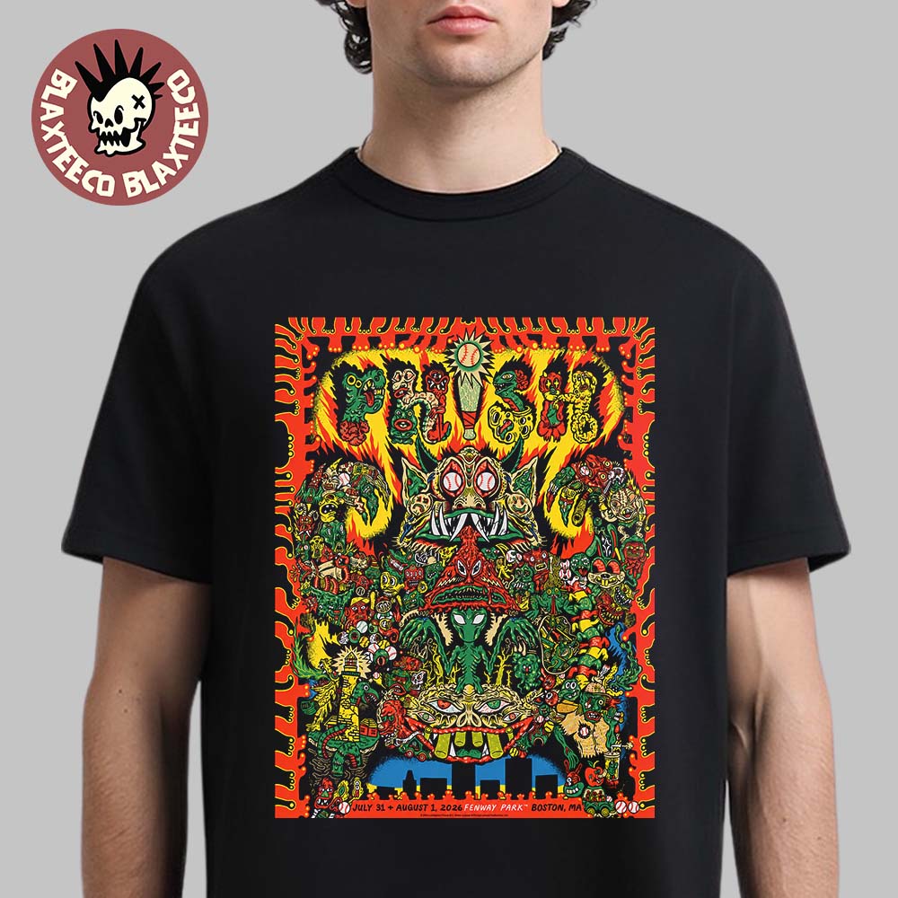 Phish Dry Goods Boston MA 2026 LE Poster By Wooden Cyclops At Fenway Park On July 31 And August 1 2026 Unisex T-Shirt