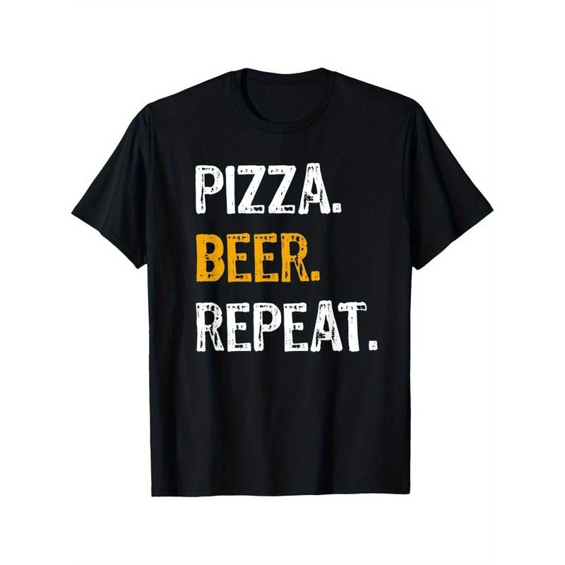 Pizza Beer Repeat Shirt, Funny Novelty Pizza Lover Tee Summer Comfortable Casual Short Sleeve T-Shirt Made in USA Hoodie,...