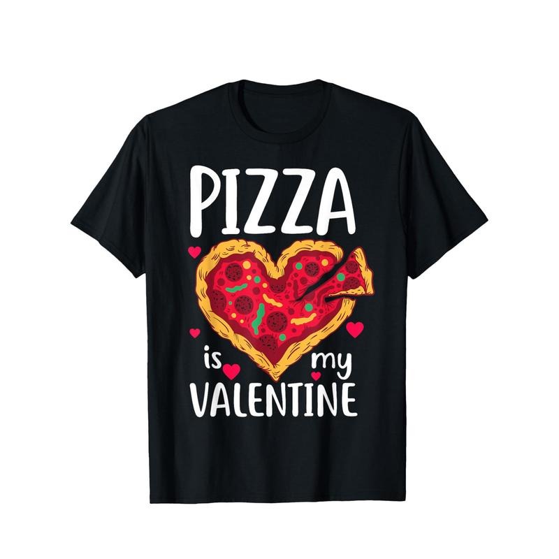 Pizza Is My Valentine Funny Valentines Day Novelty Graphic Printed Tee, Short Sleeve Boys Valentine'S Day T-Shirt for...
