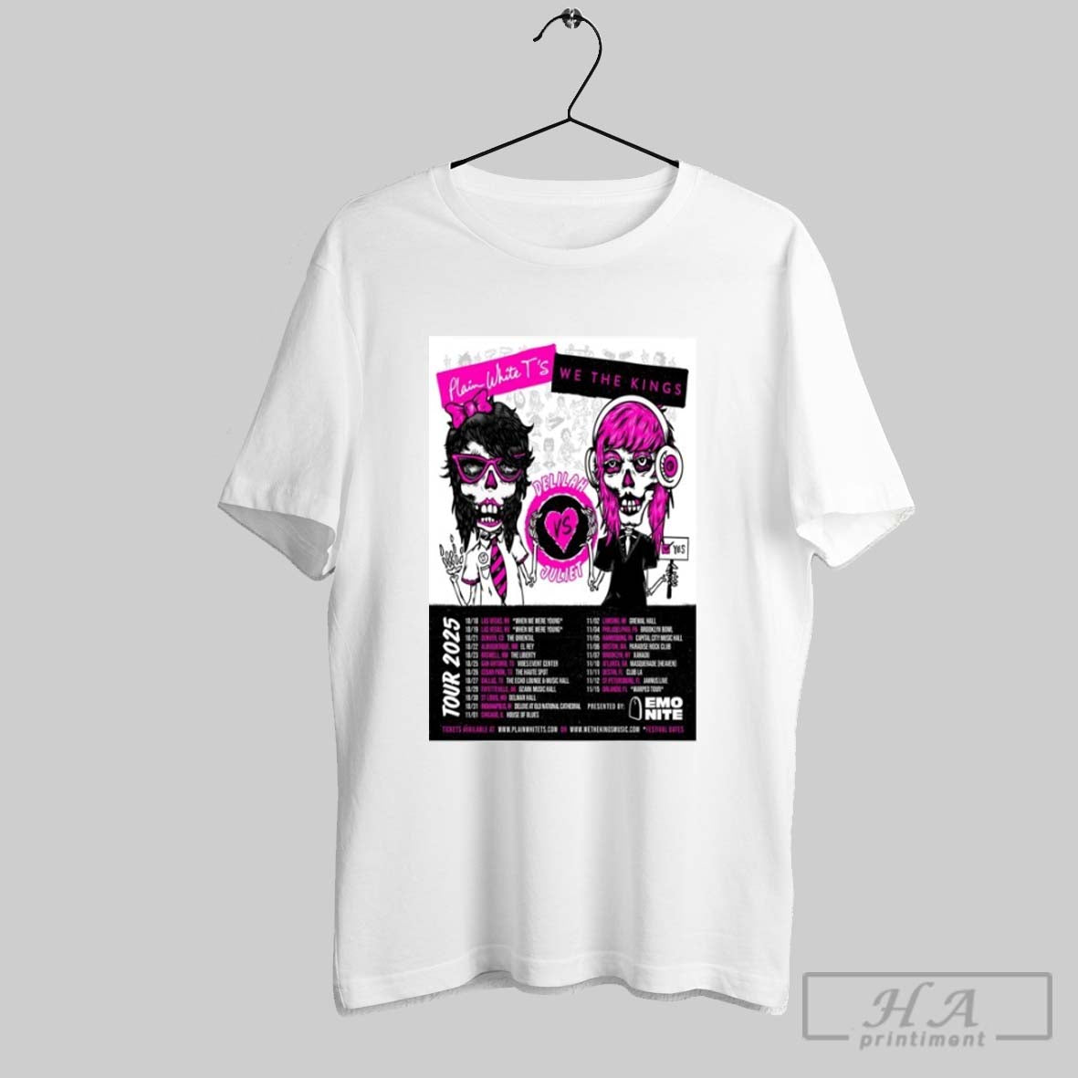 Plain White Ts We The Kings Delilah Vs Juliet Tour 2025 T Shirts Unisex