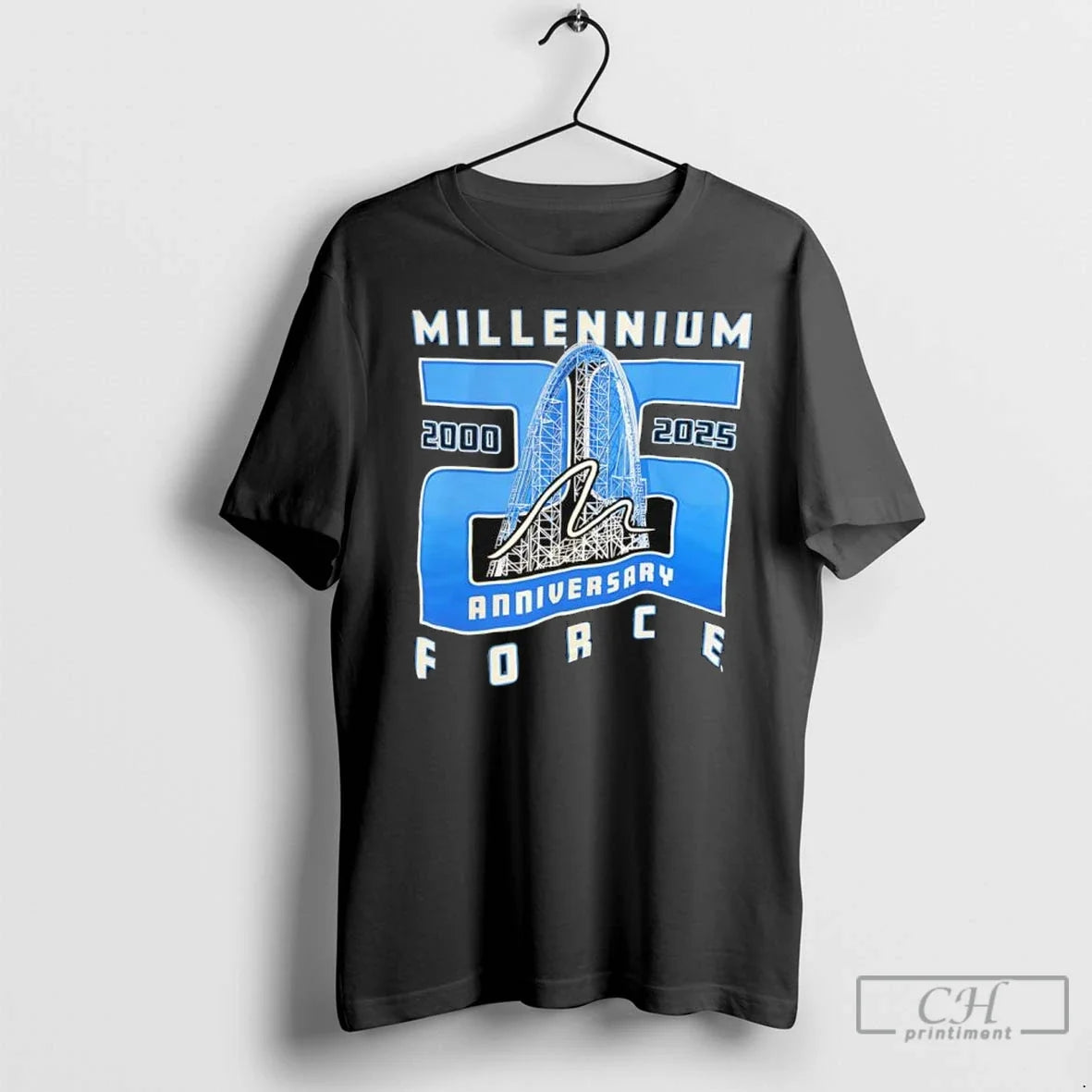 Premium Millennium Force 25th Anniversary 2000 2025 Roller Coaster T Shirts Unisex