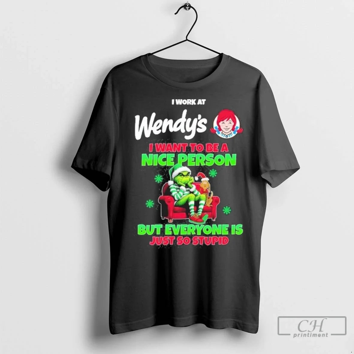 Premium Santa Grinch I Work At Wendys I Want To Be A Nice Person But Unisex