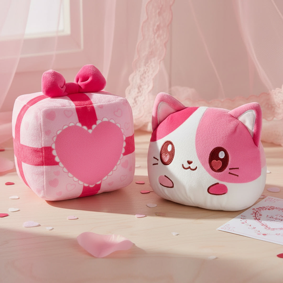 Valentine Present Cat 4" Reversible Plushie Unisex
