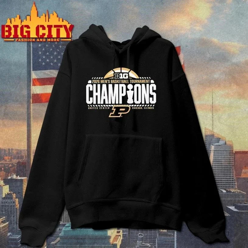 Purdue Boilermakers Black Blue 84 2026 Big Ten Men’s Basketball Tournament Champions Locker Room Shirt