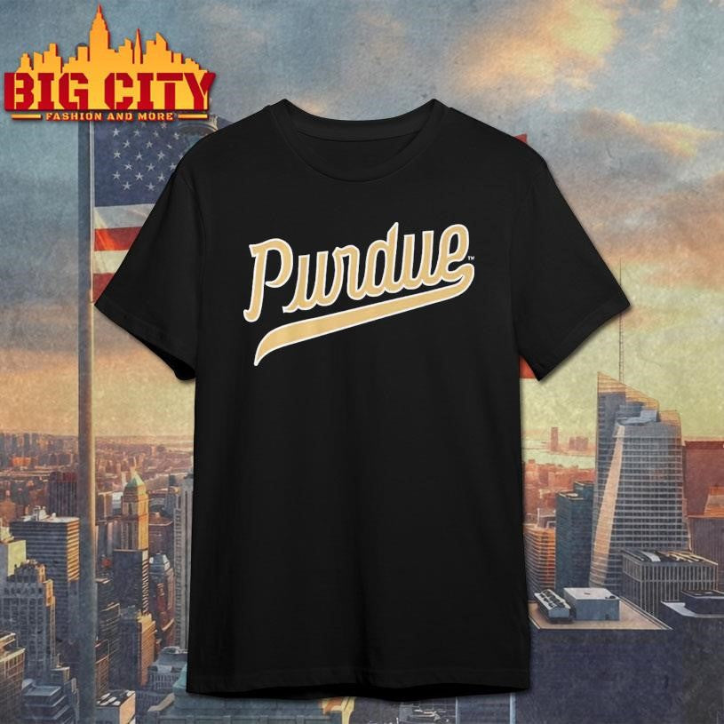 Purdue Boilermakers Black Script Logo Shirt Unisex