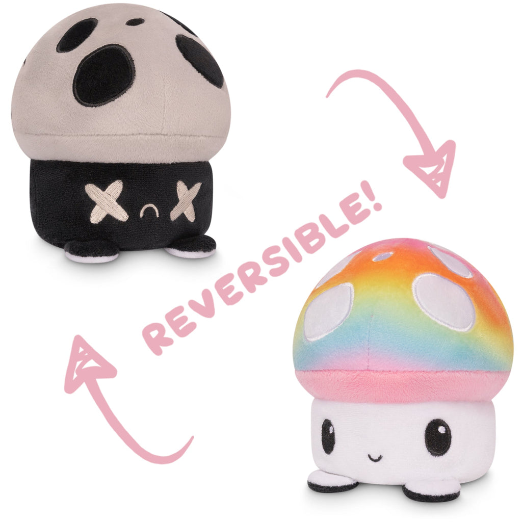 TeeTurtle Reversible Mushroom Plushie (Gray + Rainbow) Unisex