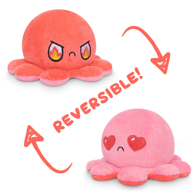 TeeTurtle Reversible Octopus Plushie (Red Sparkle + Pink Sparkle) Unisex