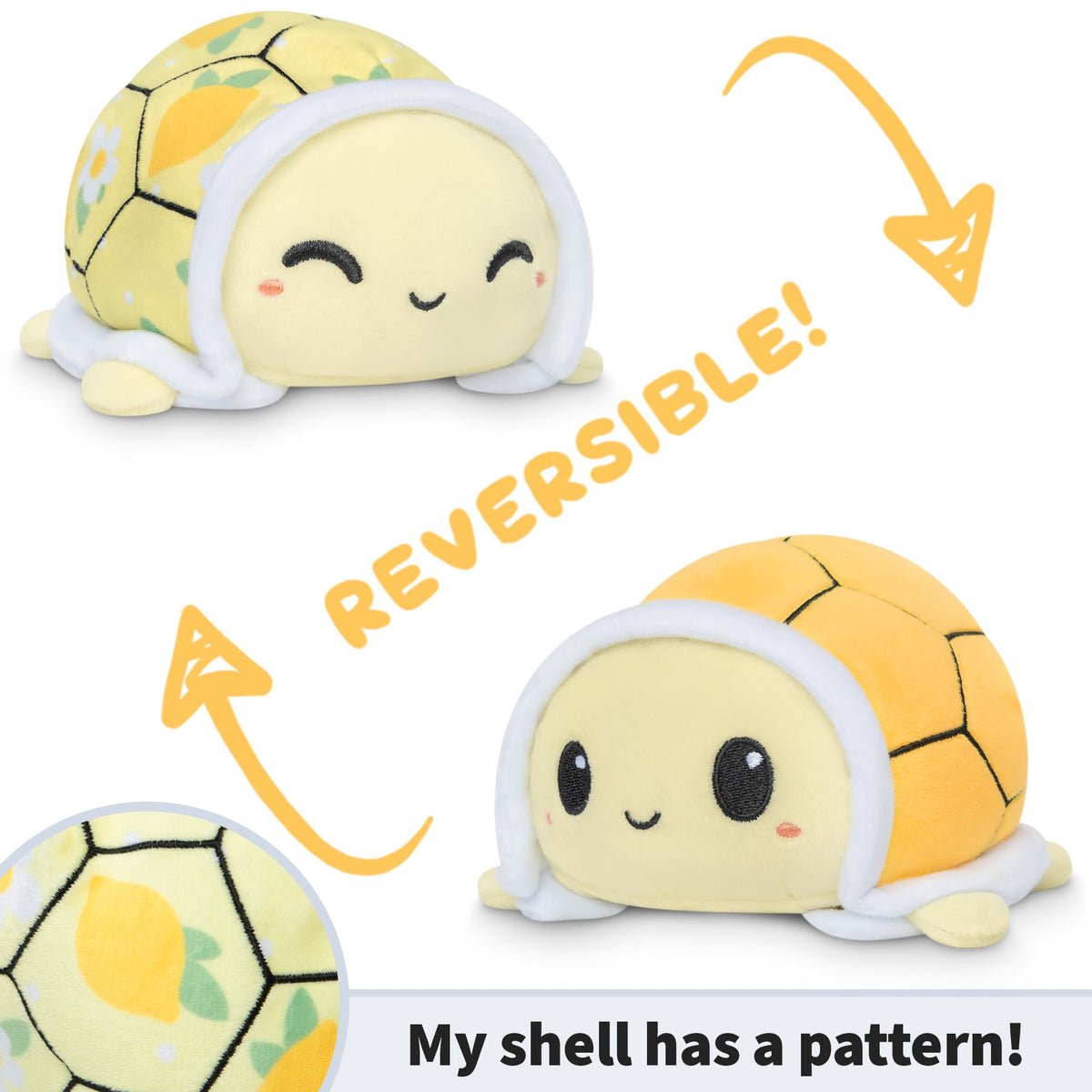 TeeTurtle Reversible Turtle Plushie (Lemons & Flowers Shell) Unisex