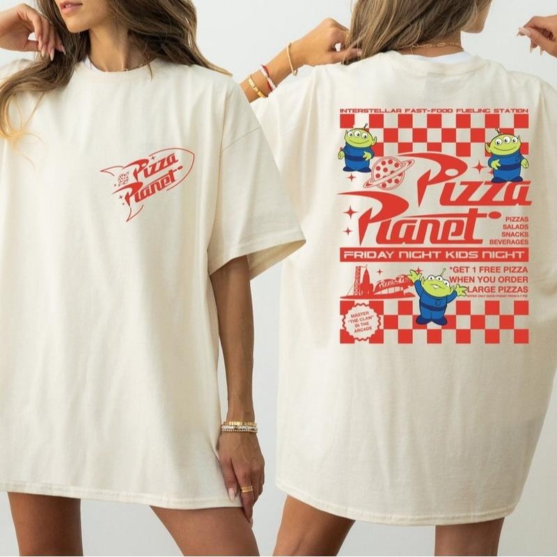Retro Two Side Toy Shirt, Toy Shirt, Pizza Planet Shirt, Pizza Restaurant, Toy Lovers Movie Characters Shirt Casual...