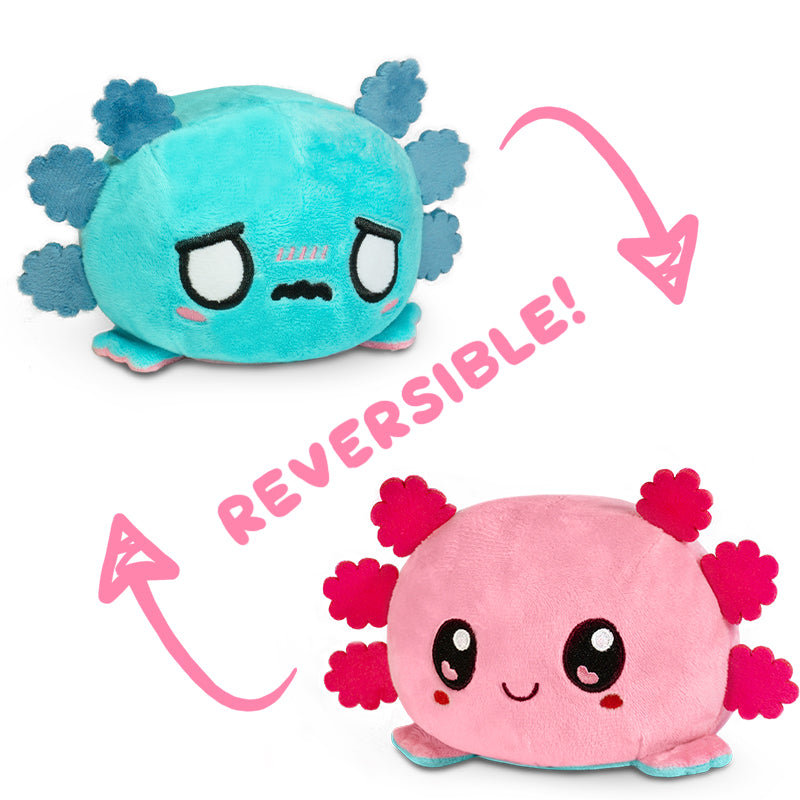 TeeTurtle Reversible Axolotl Plushie (Pink + Aqua Worried) Unisex