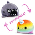 TeeTurtle Reversible Shark & Narwhal Plushie (Gray + Rainbow) Unisex