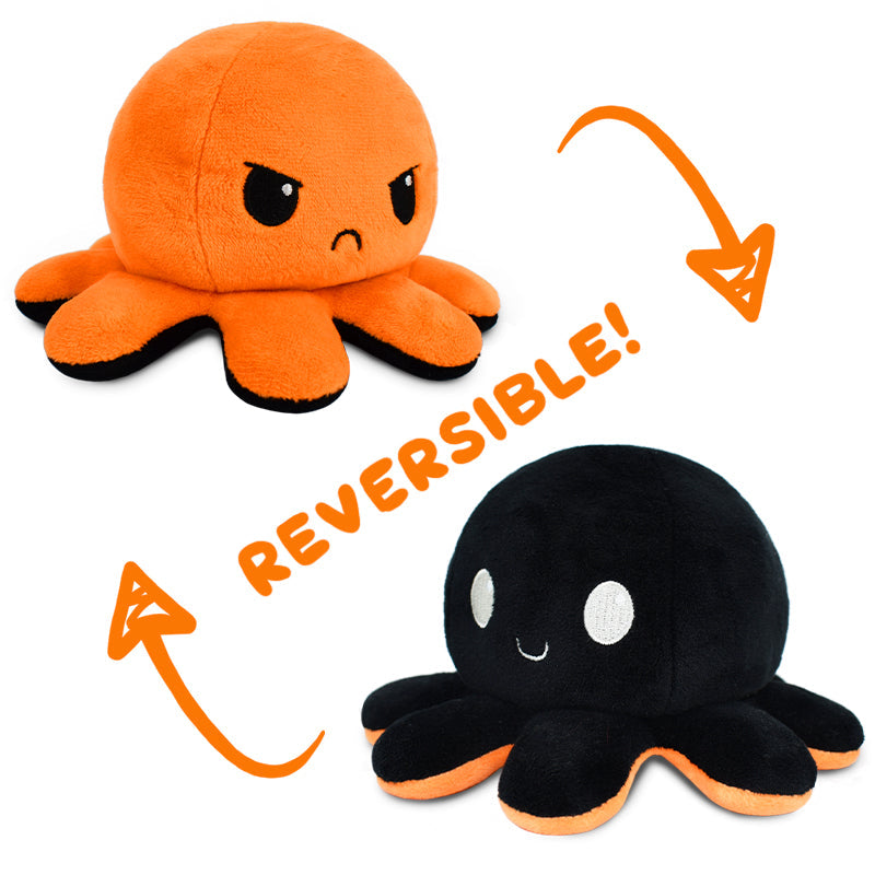TeeTurtle Reversible Octopus Plushie (Orange + Black) Unisex