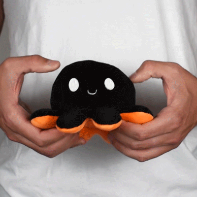 TeeTurtle Reversible Octopus Plushie (Orange + Black) Unisex