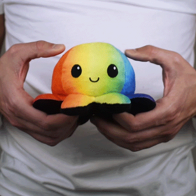 TeeTurtle Reversible Octopus Plushie (Black + Rainbow) Unisex