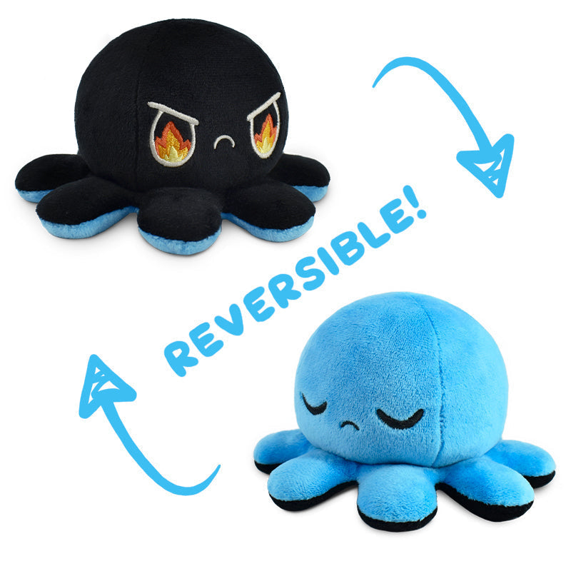 TeeTurtle Reversible Octopus Plushie (Black + Blue) Unisex