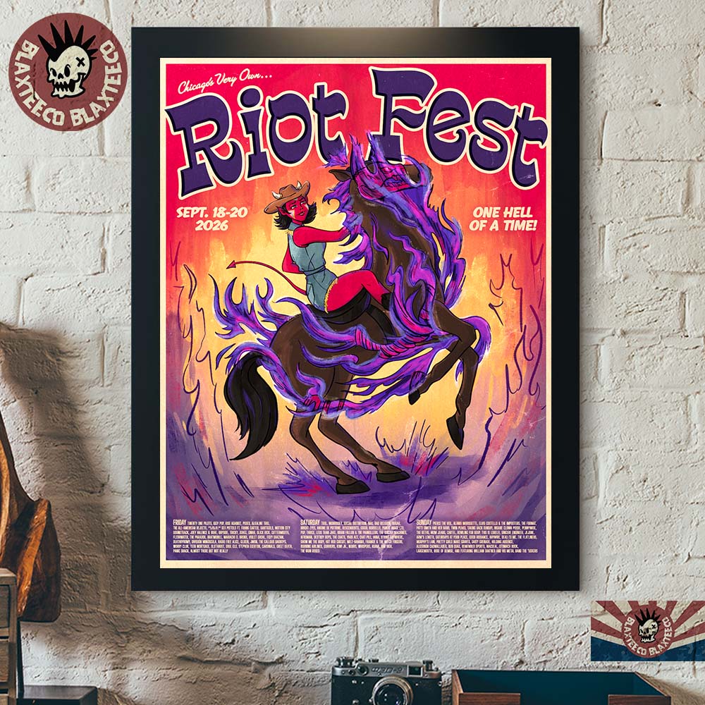 Riot Fest 2026 Chicago Merch At Douglass Park September 18-20 Devil Cowgirl Lineup Poster