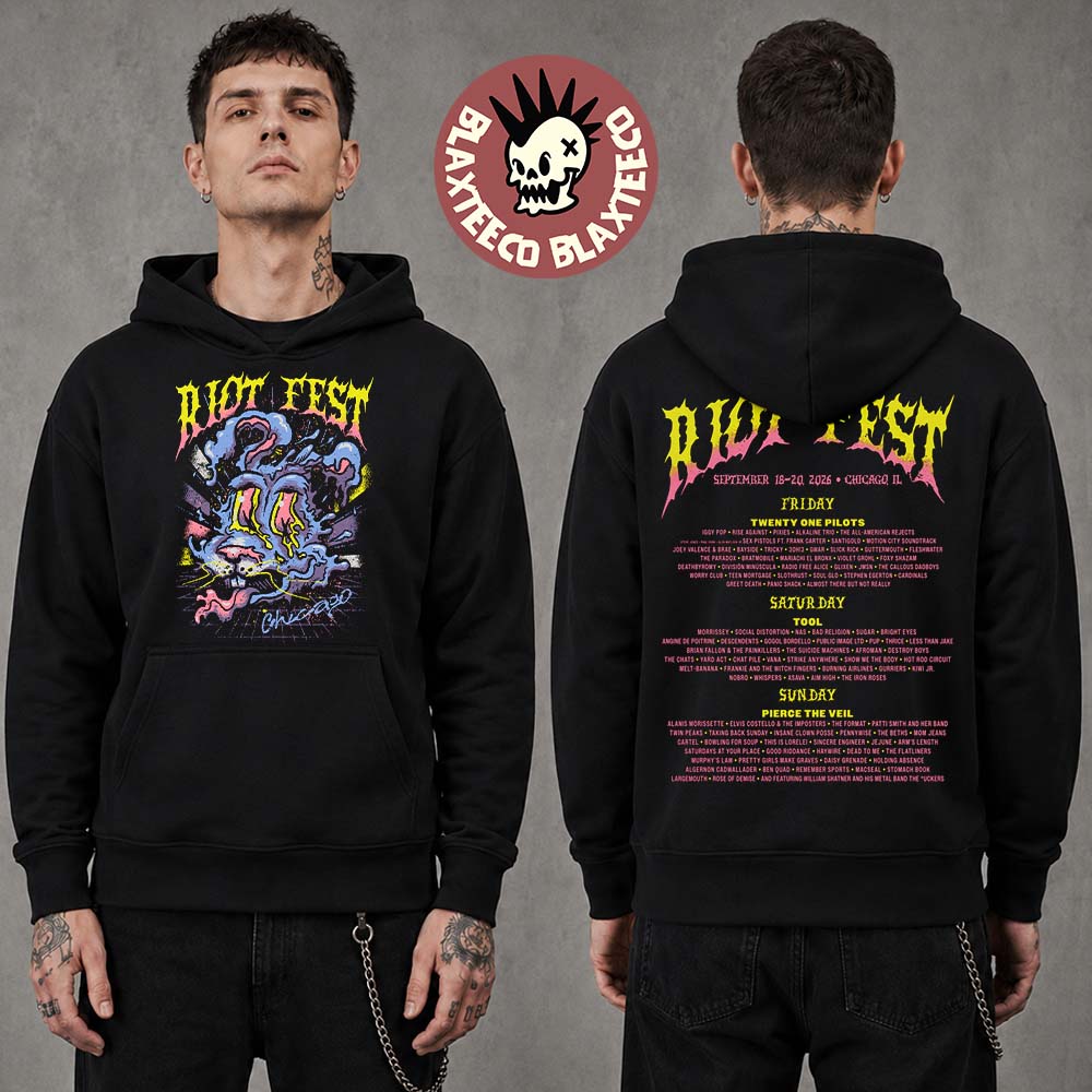 Riot Fest 2026 Chicago Merch At Douglass Park September 18-20 Psychedelic Bunny Lineup Hoodie
