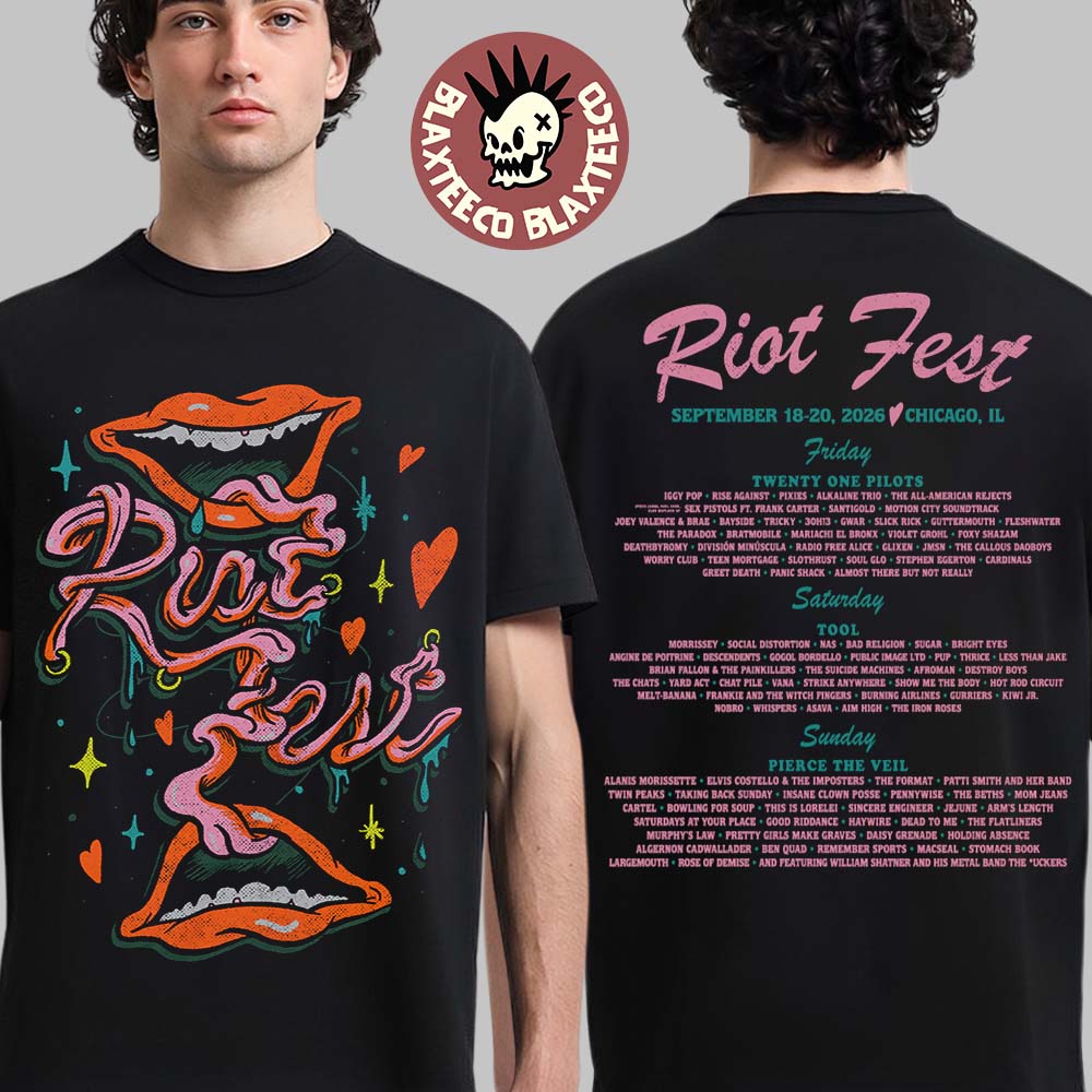 Riot Fest 2026 Chicago Merch At Douglass Park September 18-20 Tongue Tied Lineup T-Shirt