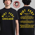 Riot Fest 2026 Chicago Merch At Douglass Park September 18-20 Yellow Text Lineup T-Shirt
