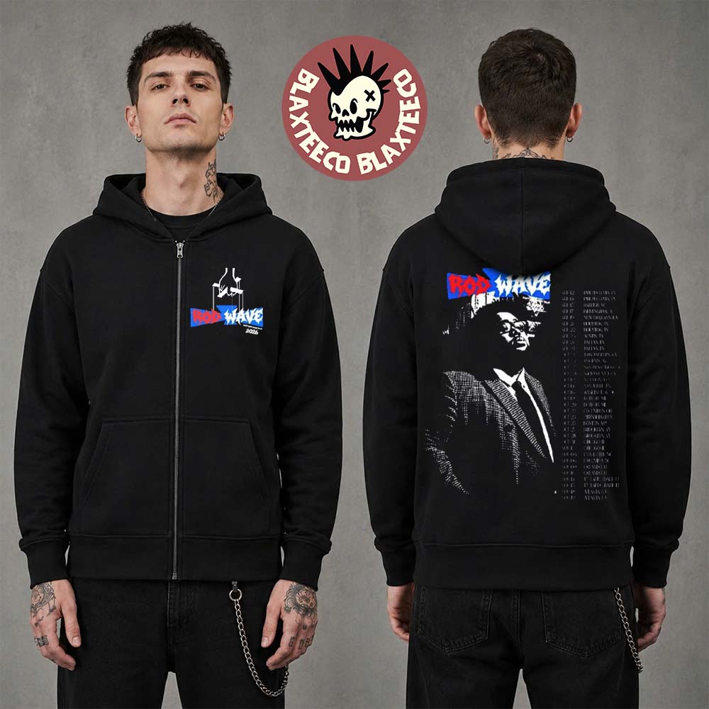 Rod Wave Don’t Look Down 2026 Tour Merch Rodfather Zip Up Hoodie