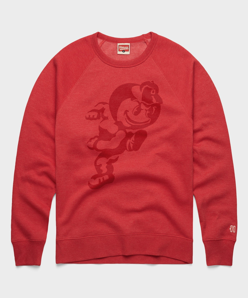 Running Brutus The Buckeye All Scarlet Crewneck