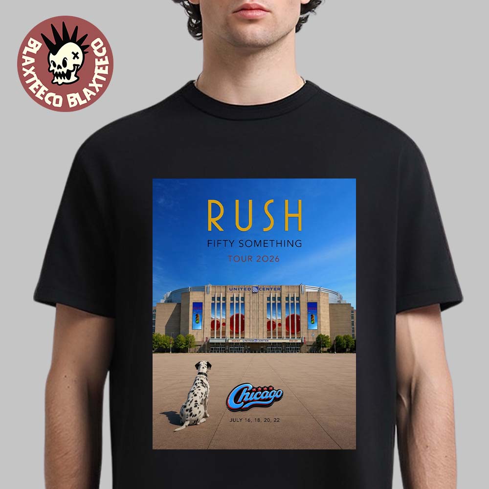 Rush Chicago IL 2026 Event Specific Litho Poster At United Center On July 16 18 20 22 Fifty Something Tour 2026 Premium T-Shirt