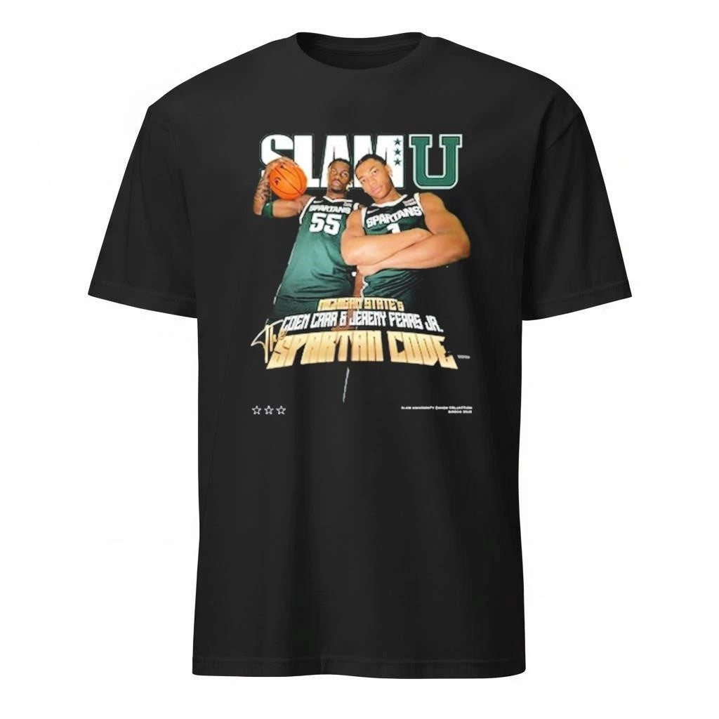SLAMU Michigan State Spartans Coen Carr And Jeremy Fears Jr The Spartan Code Magazine Cover Shirt