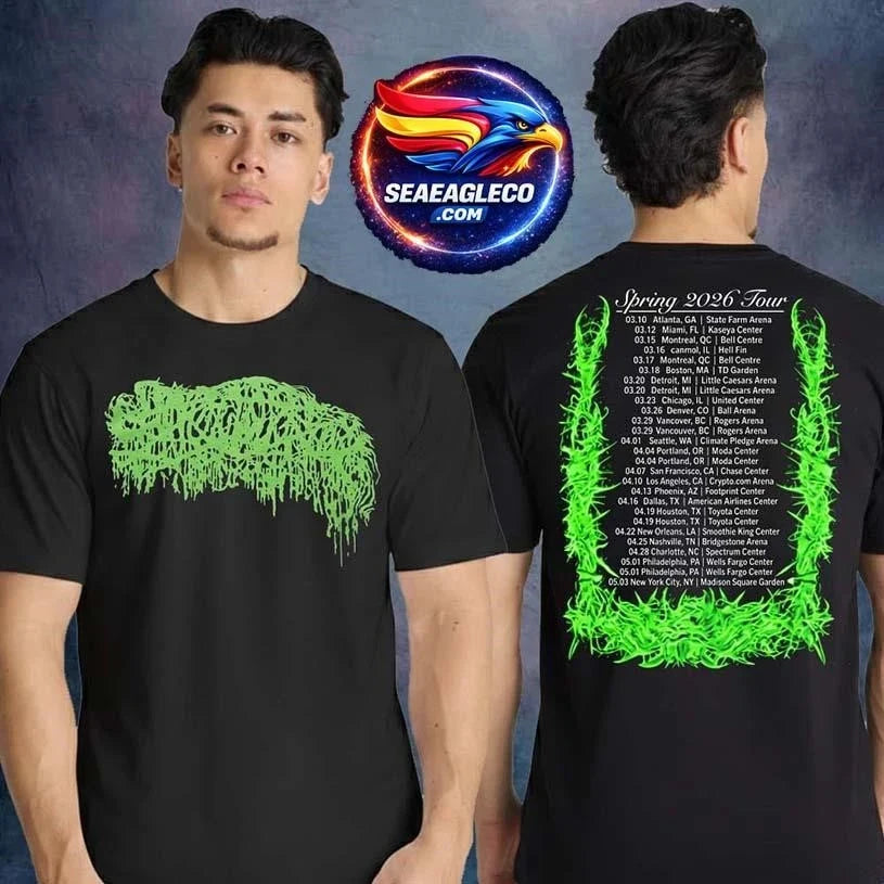 Sanguisugabogg Merch Lamb Of God Into Oblivion Spring 2026 Tour Dates Two Sided Shirt Unisex