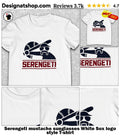 Serengeti mustache sunglasses White Sox logo style shirt