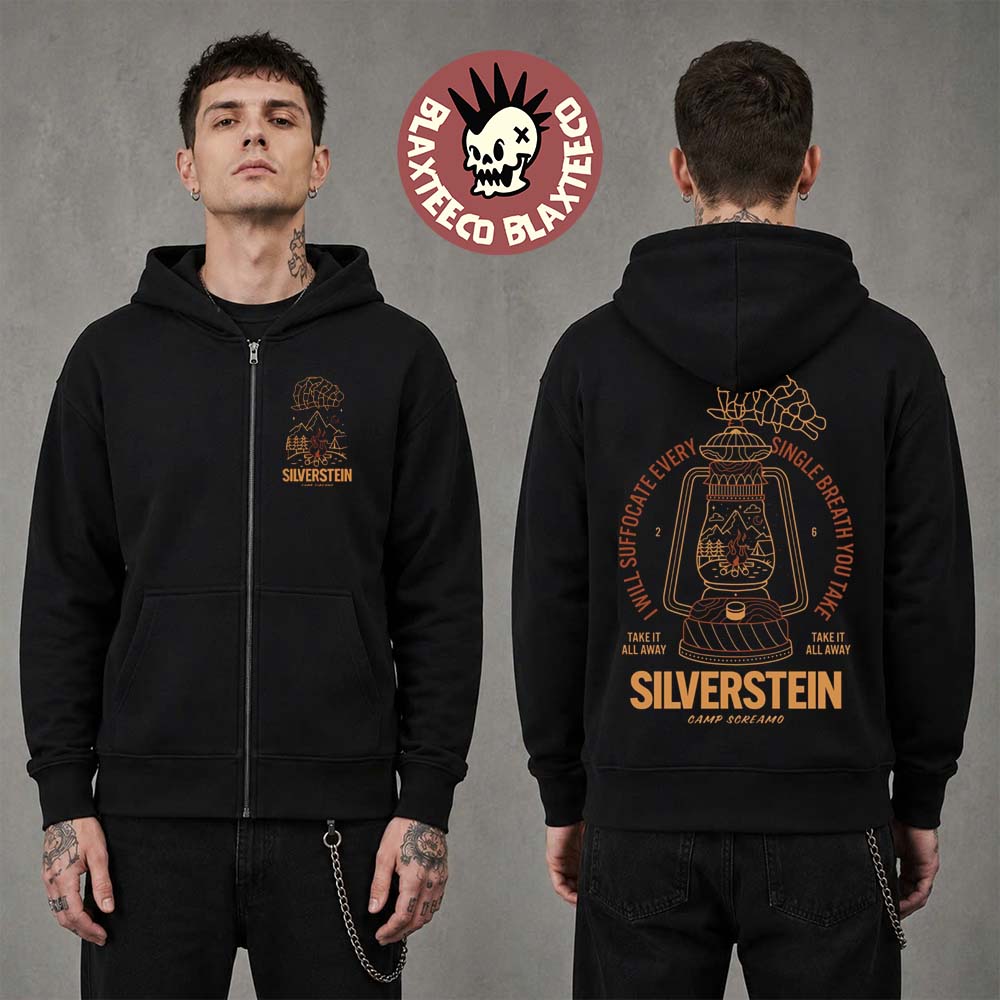 Silverstein Camp Screamo 2026 Tour Merch Camp Light Zip Up Hoodie