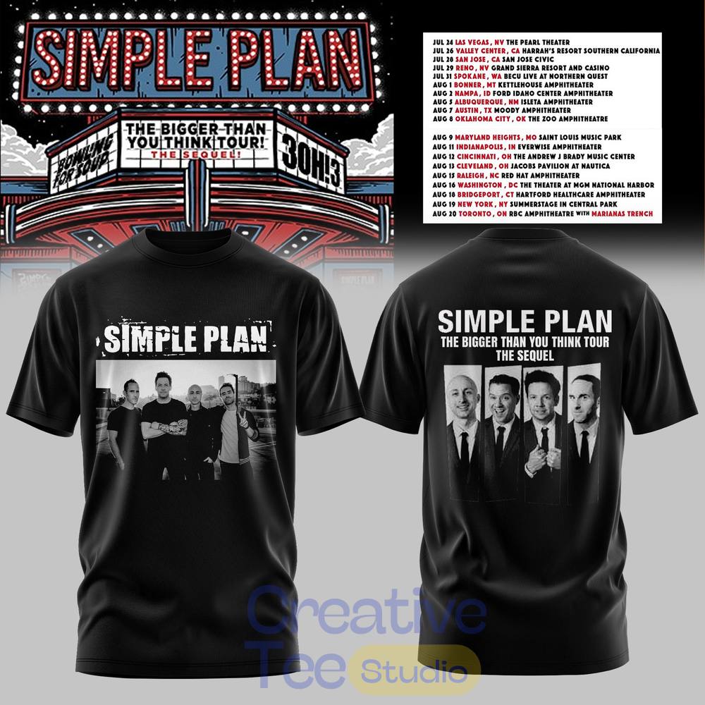 Simple Plan The Bigger Than You Think Tour Premium T-Shirt