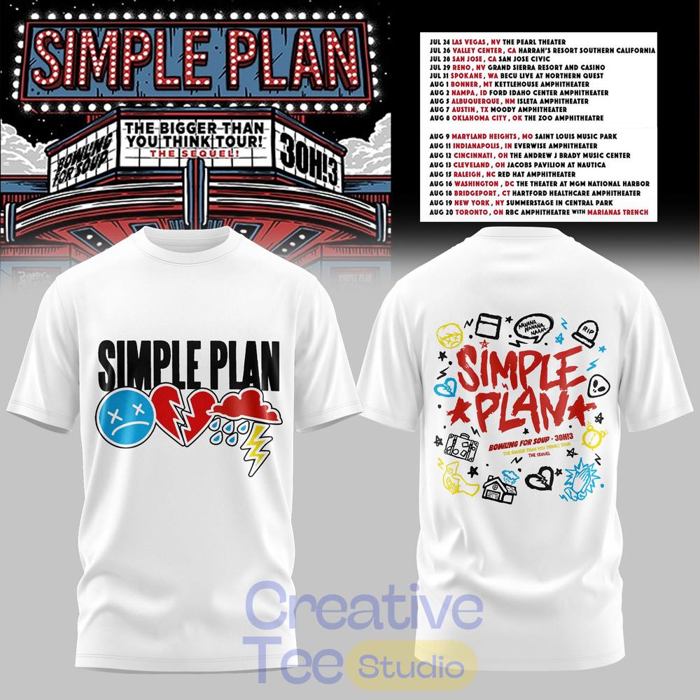 Simple Plan The Bigger Than You Think Tour Premium T-Shirt