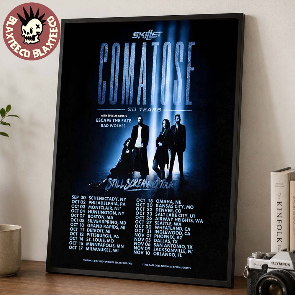 Skillet Comatose 20 Years Still Screaming Tour 2026 North America Schedule Dates Home Decor Poster Canvas