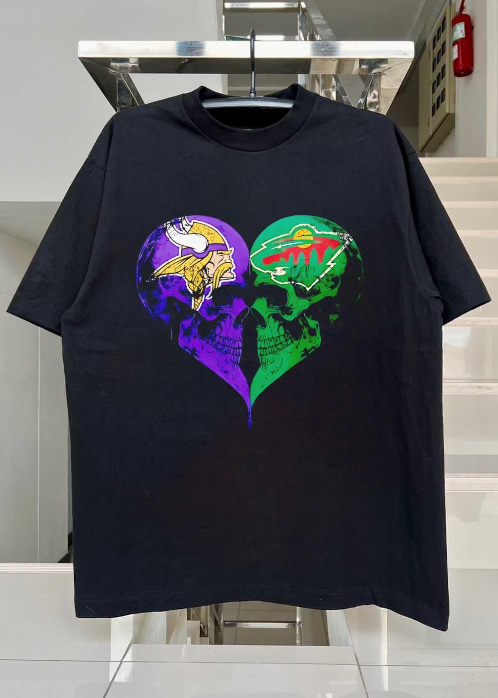 Skull Heart Minnesota Vikings Minnesota Wild shirt