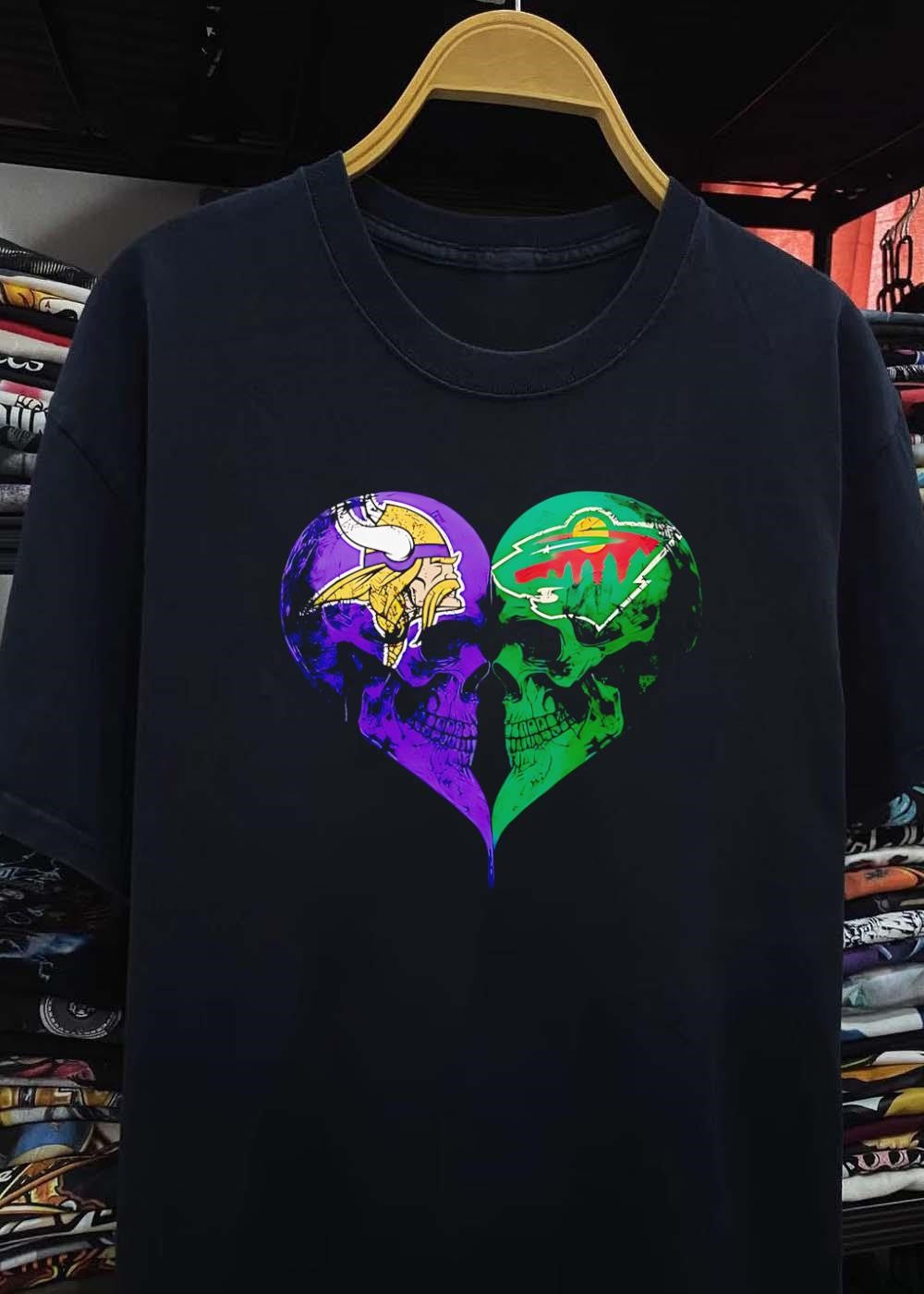 Skull Heart Minnesota Vikings Minnesota Wild shirt