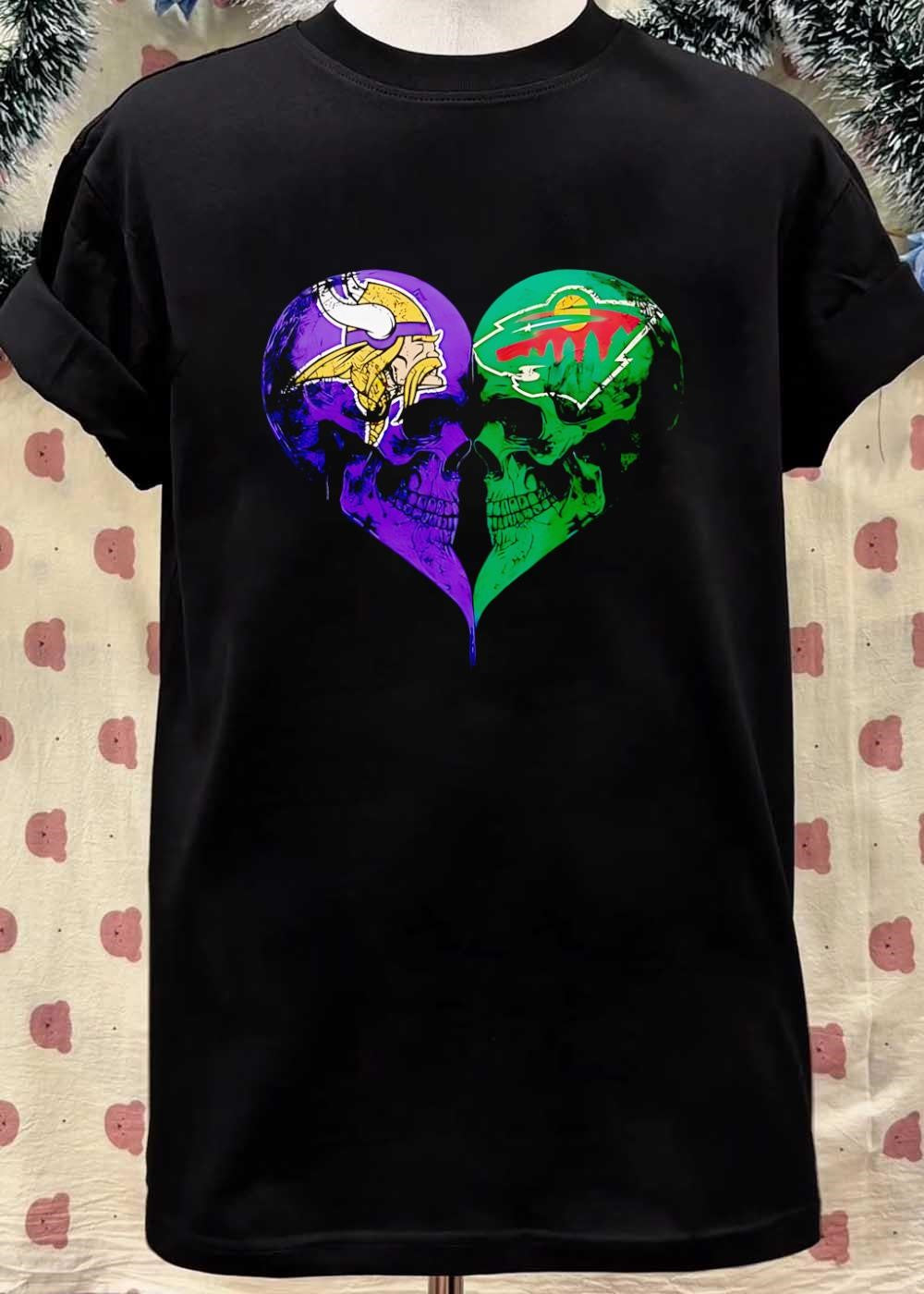 Skull Heart Minnesota Vikings Minnesota Wild shirt