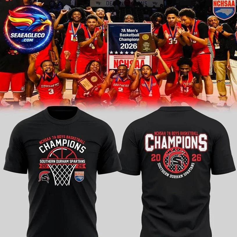 Southern Durham Spartans 7A Boys Basketball Champions 2026 Two Sided Shirt Unisex