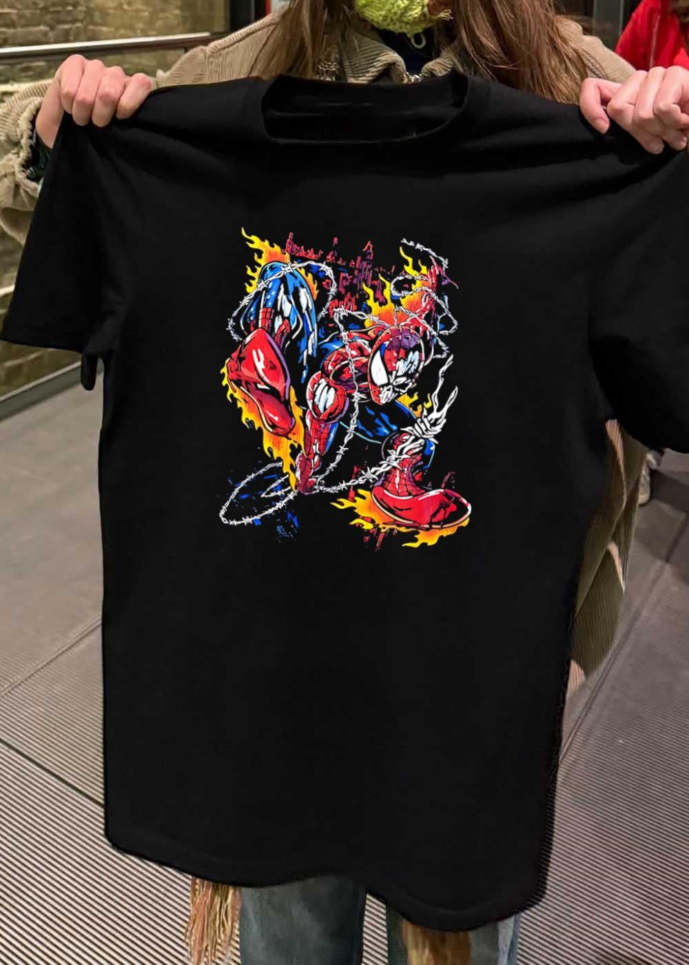 Spider-Man Barbed Wire Flame Graphic T-Shirt