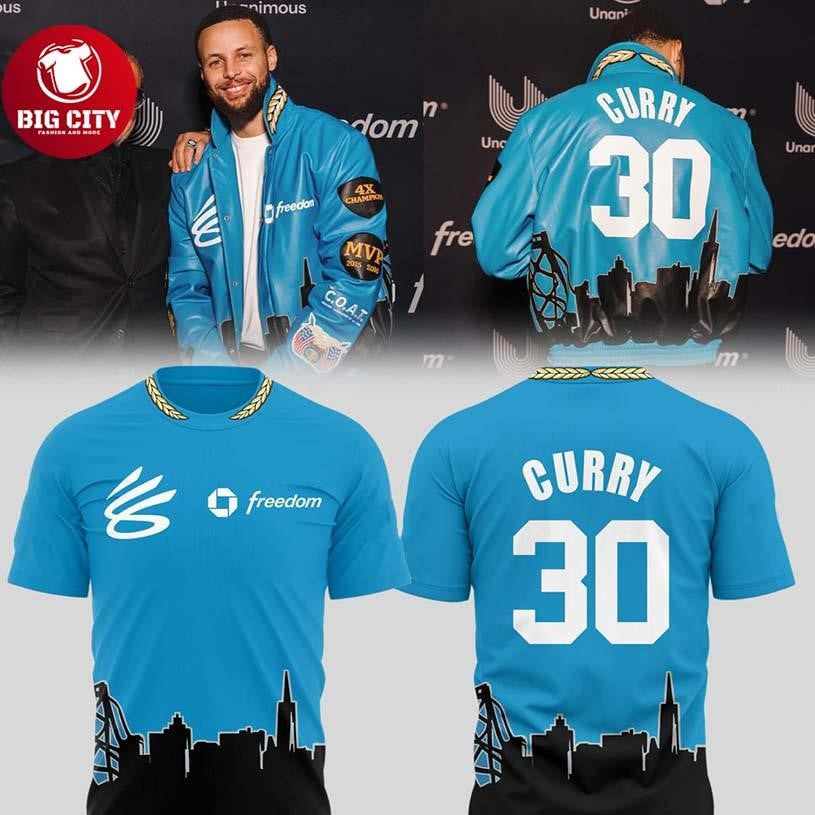 Stephen Curry 2026 The Goat 4 Time NBA Champions Blue Two Sided Shirt Unisex