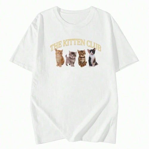 "The Kitten Club" Adorable 4 Cats Aesthetic Graphic Tee, Y2k Shirt, Y2k Clothing, Funny Cat Shirt, Vintage Graphic Tee,...