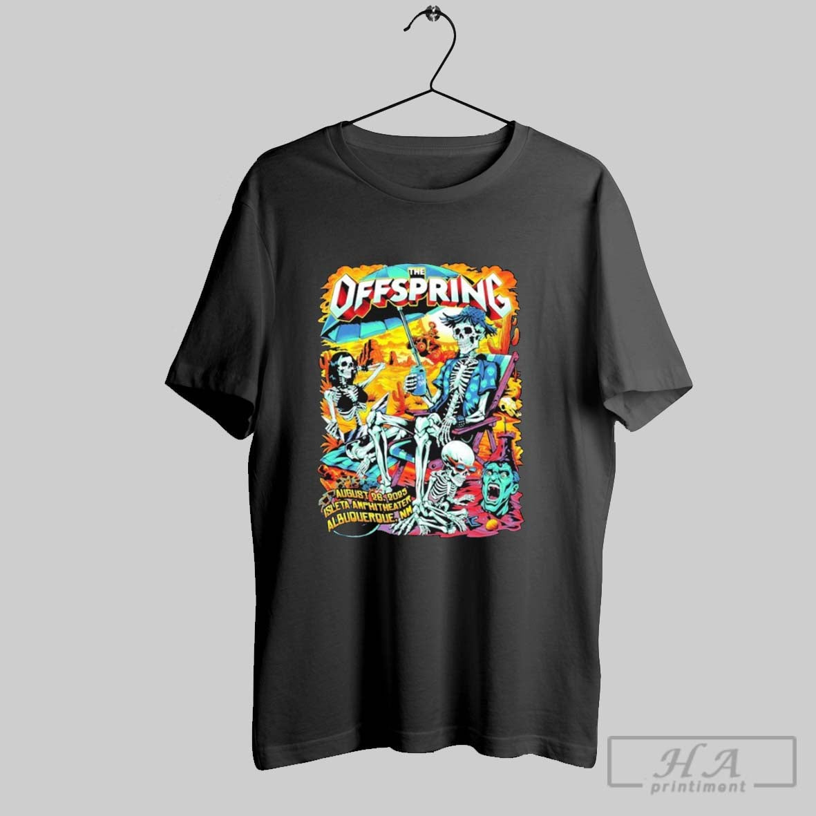The Offspring In Albuquerque Nm On Aug 26 2025 Skeleton T Shirts Unisex