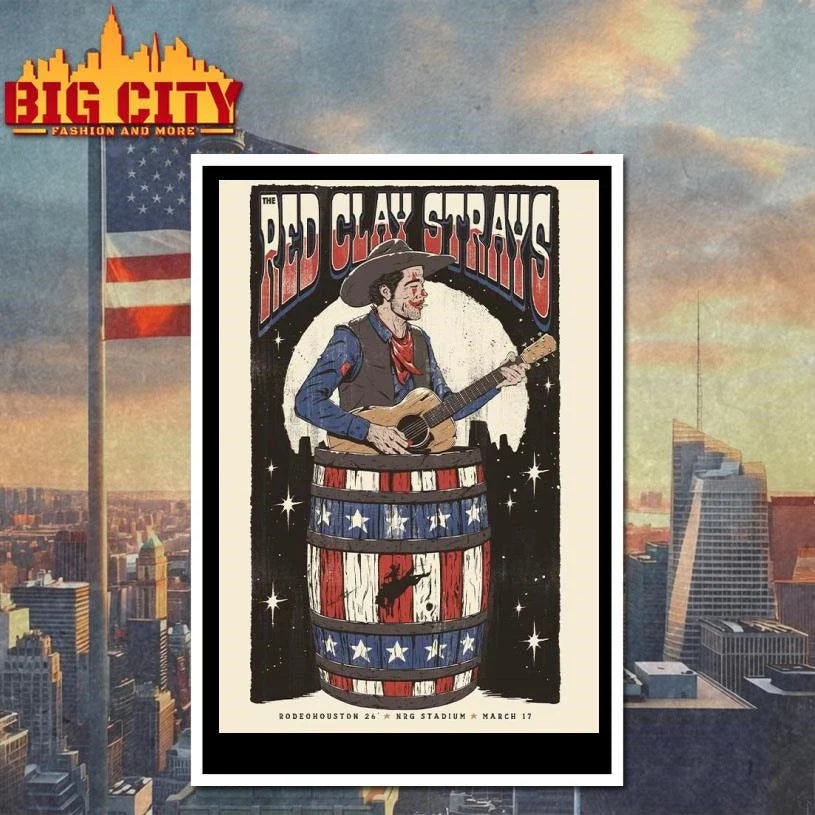 The Red Clay Strays Rodeohouston 26 x SoundWaves Creative Houston Texas 2026 Event Poster At NRG Stadium On March 17 2026 Poster Shirt