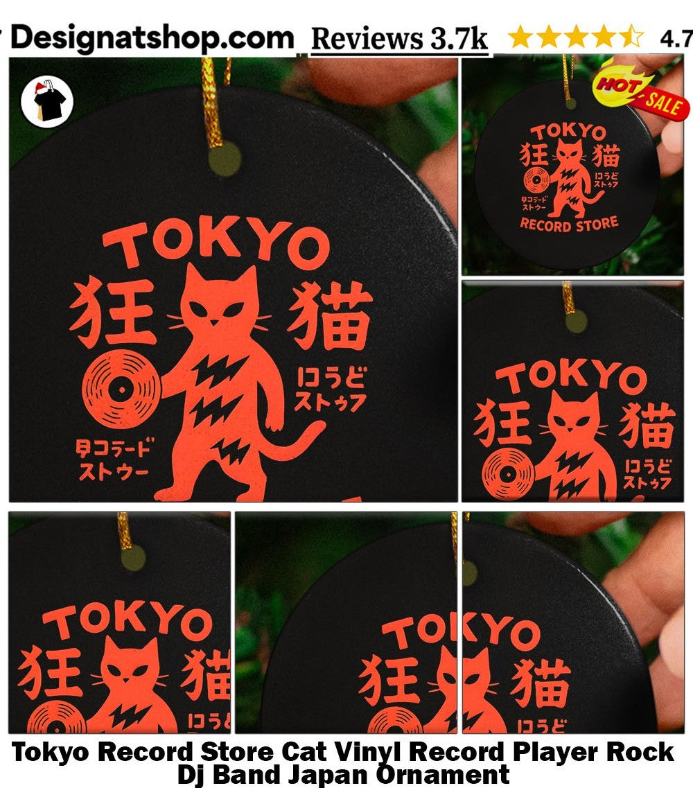 Tokyo Record Store Cat Vinyl Record Player Rock Dj Band Japan shirt