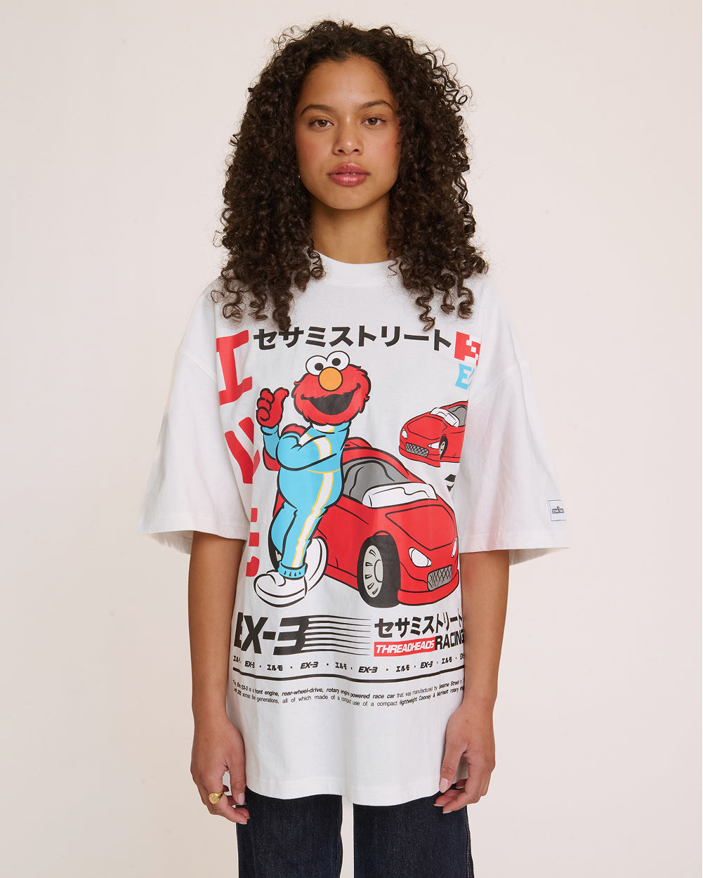 Elmo Tokyo Drift White Oversized Tee Unisex
