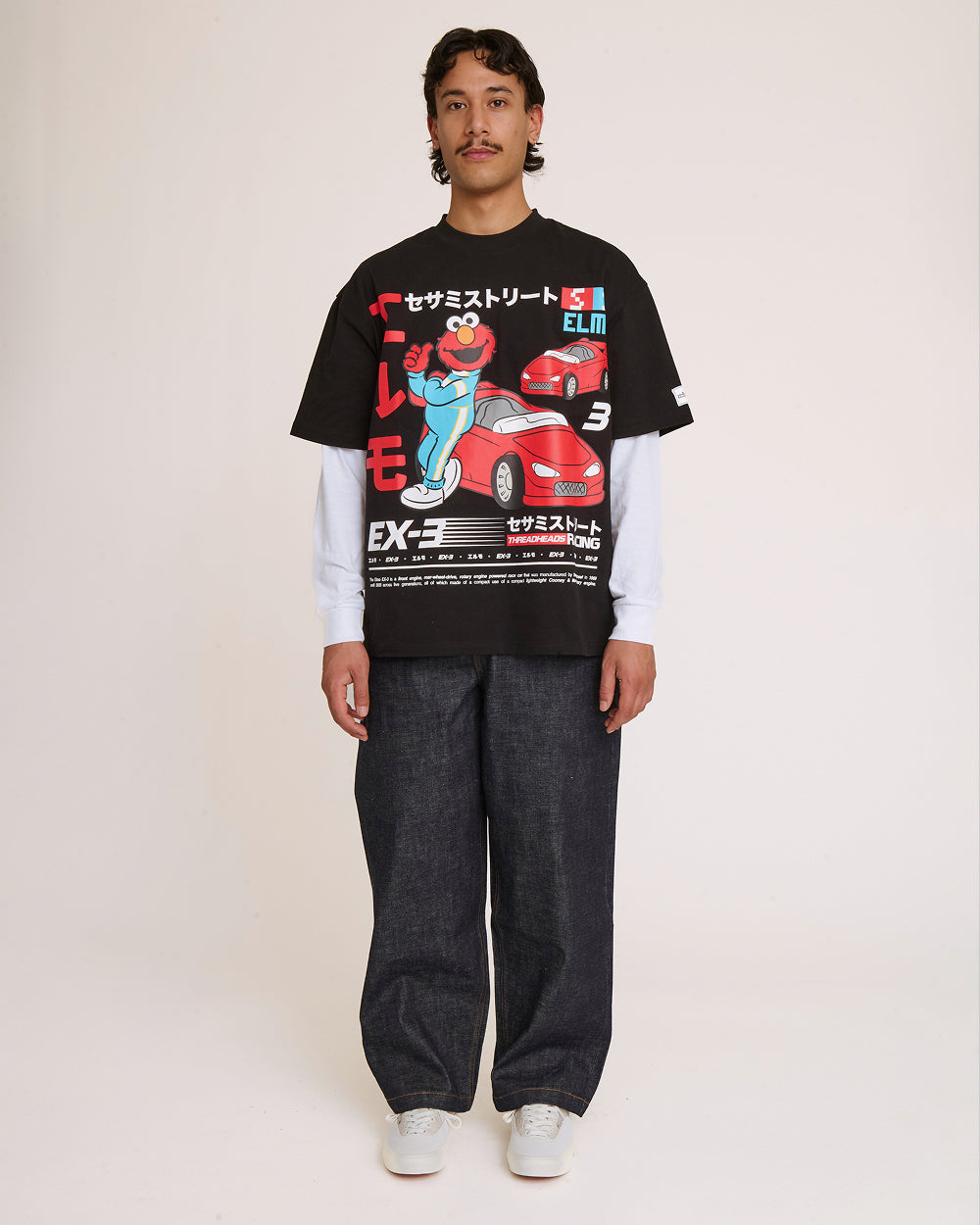 Elmo Tokyo Drift Black Oversized Tee Unisex