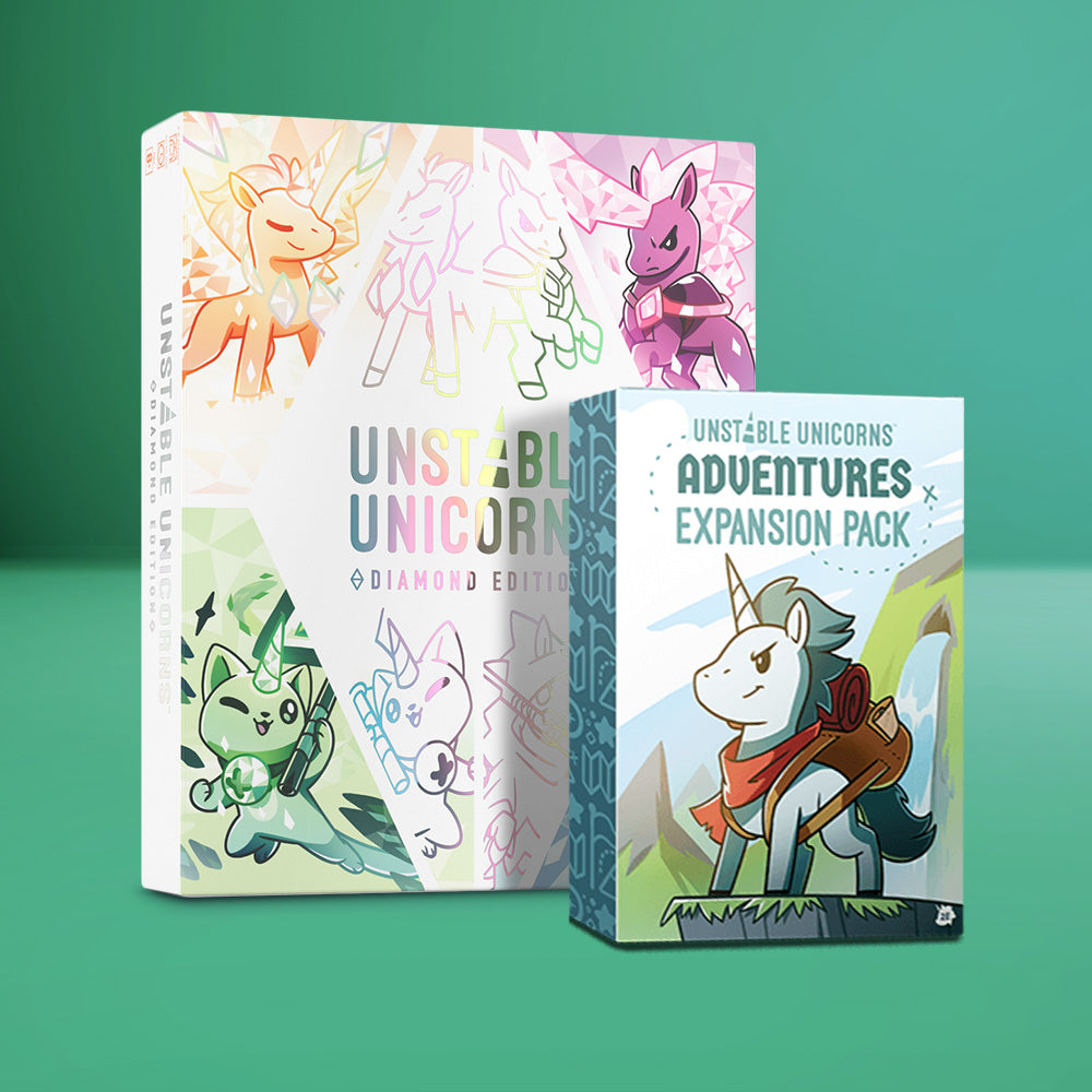 Unstable Unicorns: Diamond Edition: Base Game + Adventures Expansion Bundle Unisex