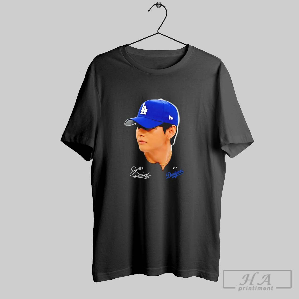 V Bts And Los Angeles Dodgers Big Head Signature Unisex
