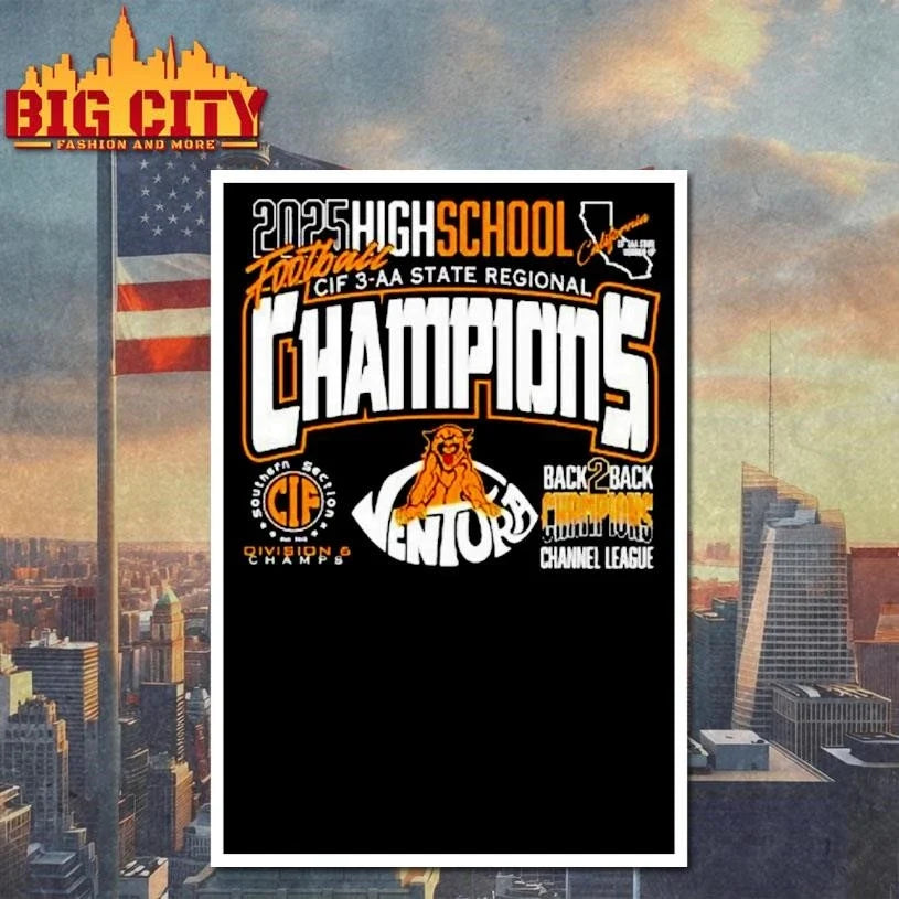 Ventura High School Cougars Football Cif 3 Aa State Regional Champions 2025 Shirt Unisex